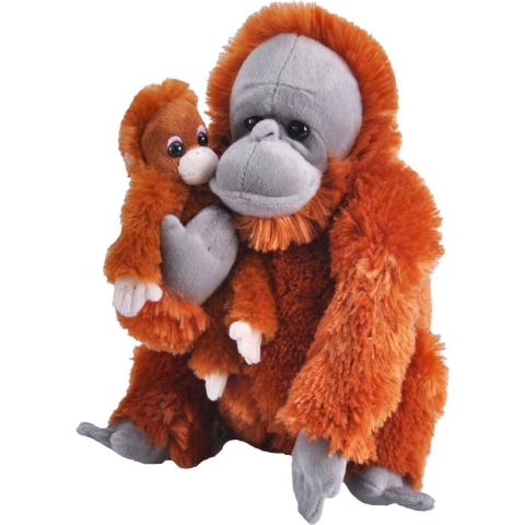 Pluche bruine Orang oetan aap met baby knuffel - 38 cm - apen speelgoed -