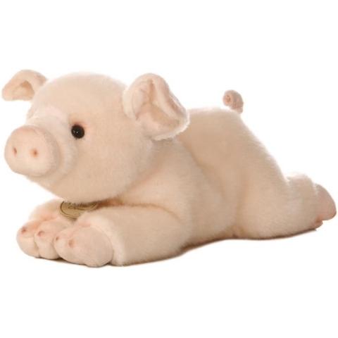 Aurora Pluche varken - boerderij dieren knuffel - roze - 28 cm - varkens knuffel -