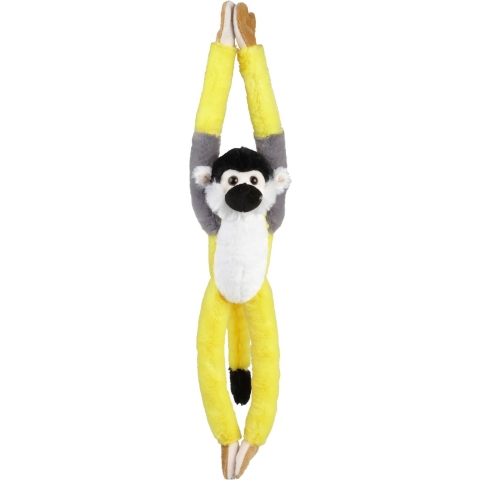 Ravensden Pluche knuffel dier Aapje - 65 cm - geel/wit/grijs - Speelgoed apen knuffelbeesten -