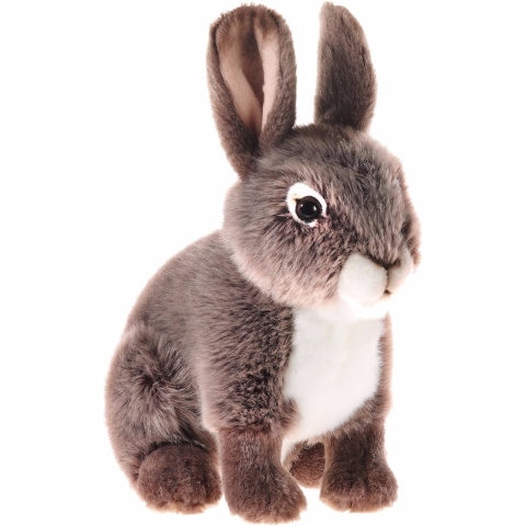 Pluche konijn/haas knuffel - zittend - 21 cm - pluche boerderij knuffel -
