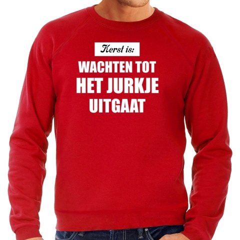Kerst is: wachten tot het jurkje uitgaat Kerst sweater / Kerst outfit rood voor heren L -