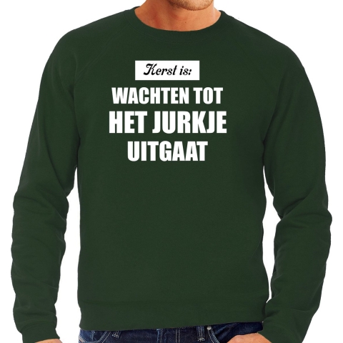 Kerst is: wachten tot het jurkje uitgaat Kerst sweater / Kerst outfit groen voor heren L -