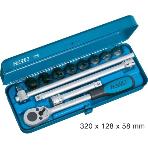 HAZET Dopsleutelbitset 985 · 1/2 inch (12,5 mm) vierkant hol · Binnen-zeskant-profiel · 12-delig · 5 · 6 · 8 · 10 · 12 · 14 · 17 · 19