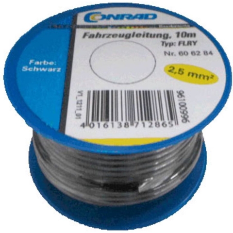Conrad Components 606284 Voertuigsnoer FLRY-B 1 x 2.50 mm² Zwart 10 m