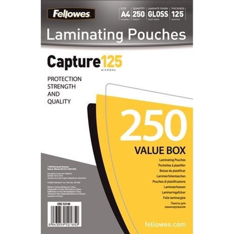 Fellowes Lamineerfolie DIN A4 125 micron glanzend 250 stuk(s)