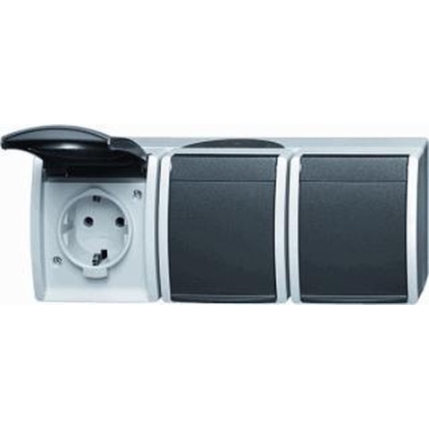 ABB 2CKA002084A0698 Geaard stopcontact IP44 Blauw-groen, Grijs-wit (RAL 7035)