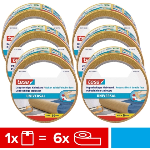tesa UNIVERSAL 56171 Dubbelzijdige tape (l x b) 10 m x 50 mm 6 stuk(s)