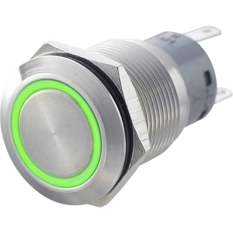 TRU COMPONENTS 701321 LAS1-AGQ-22ZE, GN Vandalismebestendige drukschakelaar 250 V/AC 5 A 2x aan/aan Continu Groen IP67 1 stuk(s)