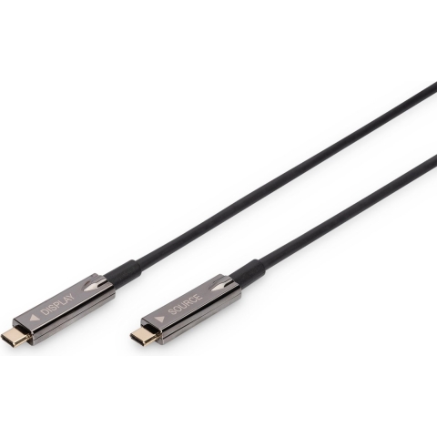 Digitus USB-C-displaykabel USB 3.2 Gen2 (USB 3.1 Gen2) USB-C, USB-C stekker 15.00 m Zwart Flexibel, Afgeschermd, Met USB AK-330160-150-S