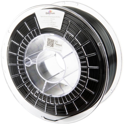 Spectrum Filaments 80665 Premium PCTG Filament PCTG Chemisch bestendig, Geurarm 1.75 mm 1000 g Traffic Black, Zwart 1 stuk(s)