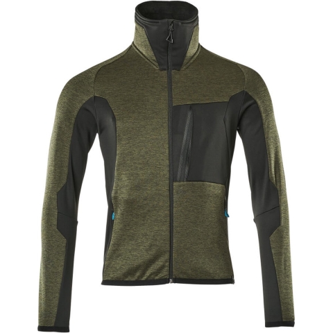 Mascot 17103-316-3309 Advanced High Collar Modern Fit Fleece Jumper met rits, maat M, Mosgroen/Zwart