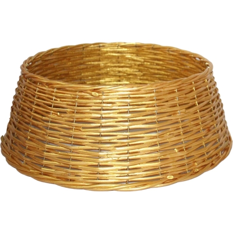 Kerstboomrok/kerstboommand goud gevlochten D39 cm en H18 cm voor kerstboom van 150 cm -