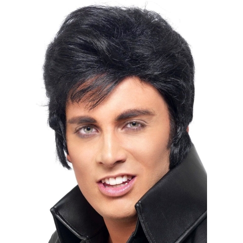 Elvis zwarte pruik voor volwassenen - Carnaval verkleed pruiken - heren - popster -