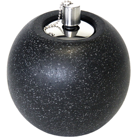 Tuimeltoorts/olielamp - zwart - Terrazo granito - 14 x 16 cm - metaal -