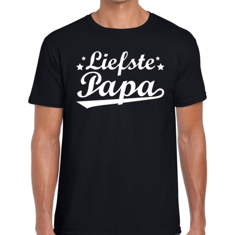Liefste papa cadeau t-shirt zwart heren S -