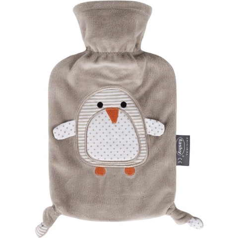Kruik met pluche hoes pinguin opdruk 0,8 liter -
