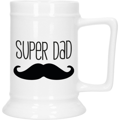 Cadeau Bierpul voor papa - zwart - super pap - keramiek - 530 ml - Vaderdag -