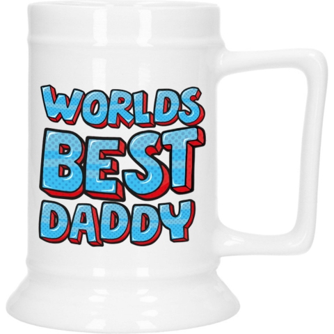 Cadeau Bierpul voor papa - blauw - beste pap - keramiek - 530 ml - Vaderdag -