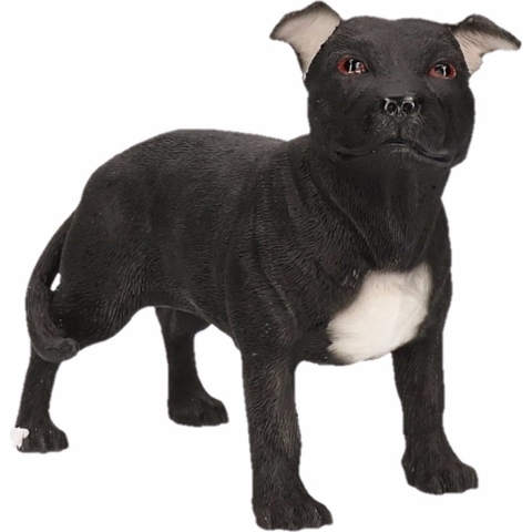 Beeldje Staff Bull Terriër - zwart - hond - 15 cm - polystone -