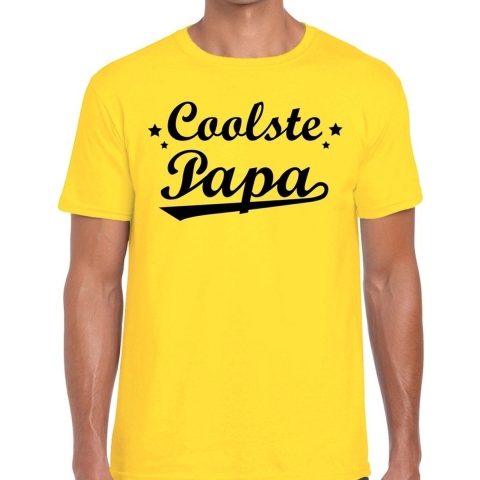Coolste papa cadeau t-shirt geel voor heren M -