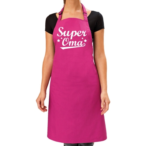 Super oma cadeau bbq/keuken schort roze dames -