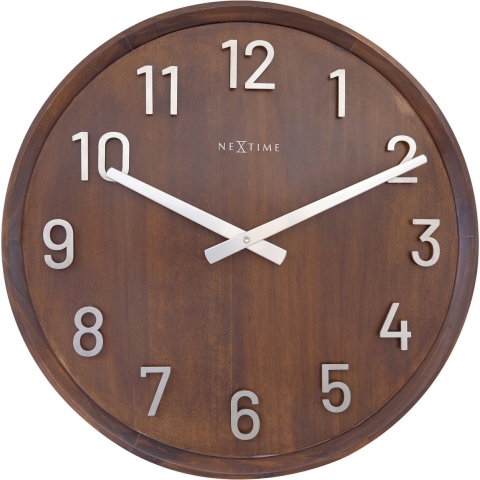 NeXtime NE-3284ZW Grote Wandklok - 50cm- Stille Klok - Walnoot - Zwart - "Precious"