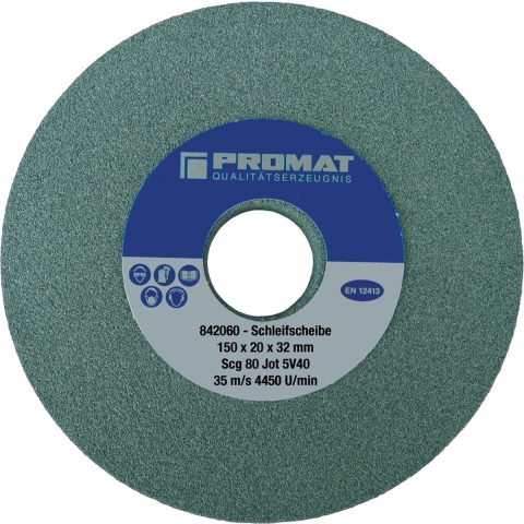 Promat Slijpmachineschijf | d.200xB32x51mm fijn 80 | vorm A met uitsparing 110 x 16 mm | siliciumcarbide - 4000842073 4000842073