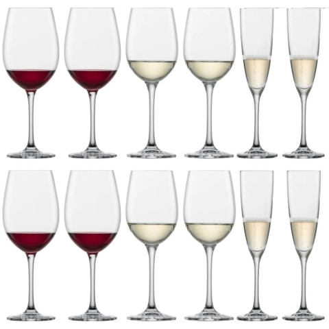 Schott Zwiesel Wijnglazenset Classico (Rode wijnglazen & Witte Wijnglazen & Champagneglazen) - 12 delige set