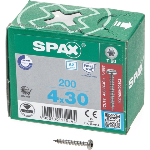 SPAX 0207000400303 Houtschroef 4 mm 30 mm T-STAR plus RVS A2 200 stuk(s)