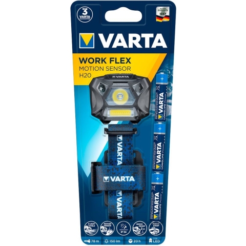 Varta Work Flex Motion Sensor H20 Hoofdlamp LED werkt op batterijen 150 lm 20 h