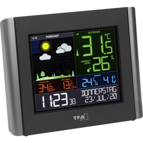 TFA Dostmann VIEW METEO 35.8000.01 WiFi-weerstation Verwachting voor 12 uur Aantal sensoren max.: 1
