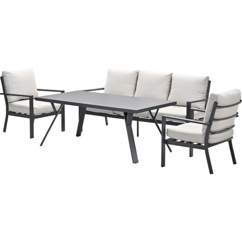 Sergio Loungedining sofa set 4-delig carbon black/desert sand - Garden impressions