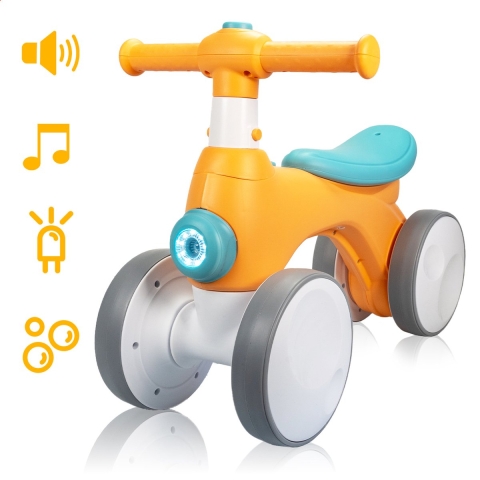 Velaryon Loopfiets 1 jaar - Oranje - Driewieler - Met Toeter, Muziek, licht&Bellenblaas - Voor Binnen en Buiten - Incl. batterijen en Bellenblaa
