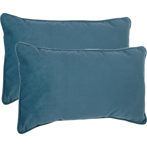 Bank/sierkussens huiskamer Sophia - 2x stuks - 30 x 50 cm - Blauw - polyester - met rits -