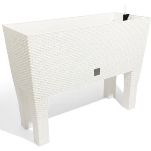 Bloembak/plantenbak op poten Rato - met irrigatiesysteem - wit - 80 x 33 x 62 cm -
