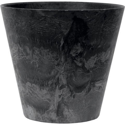 Ter Steege Plantenpot/bloempot - natuursteen look zwart - D27 x H24 cm -