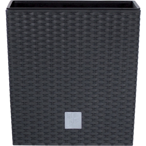 Bloempot/plantenpot Rato - rotan look - met binnenpot - antraciet - 26 x 26 x 27 cm - kunststof -