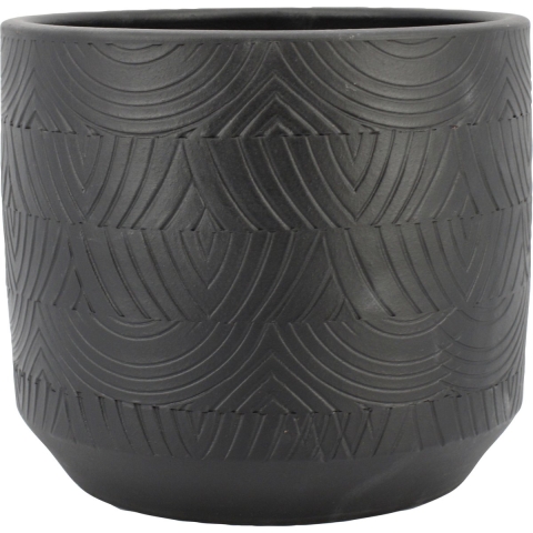 Floran Bloempot/plantenpot Loule - antraciet - relief - 39 x 36 cm -