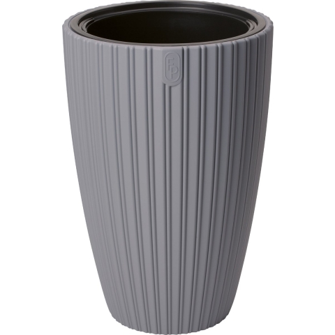 Form Plastic Plantenpot/bloempot Mika - kunststof - lichtgrijs - D30 x H48 cm - met binnenpot -