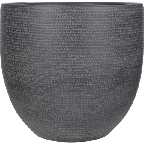 Mica Decorations Plantenpot/bloempot - Carrie - terracotta - zwart - flakes patroon - D39 x H36 cm -