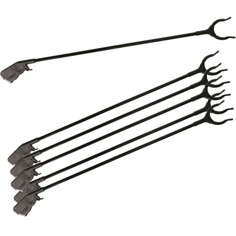 Afvalgrijper/vuilnisgrijper - 6x - zwart - lange steel - 83 cm - zonder te bukken - oppaktang -
