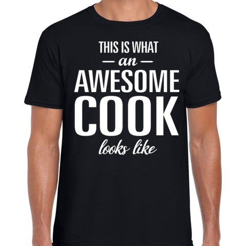 Awesome cook / kok cadeau t-shirt zwart heren S -