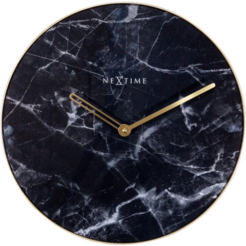 NeXtime NE-8189ZW Wandklok Marble Ø 40 Cm Zwart