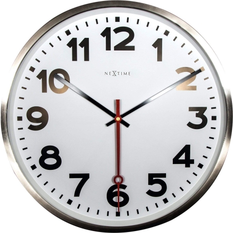 NeXtime NE-3127AR Wandklok Dia. 55 Cm, RVS, &apos;Super Station&apos;