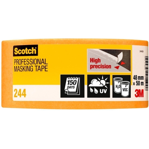 3M 244SW Masking Tape 48 mm 2-componenten afplaktape (48 mm x 50 m) geel