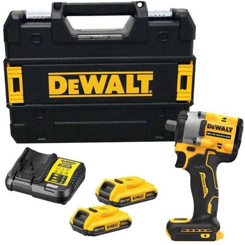 DeWALT DCF922D2T-QW 18V Li-ion XR Accu Slagsmoersleutel Set (2x 2.0Ah) Met Ratel In TSTAK - 1/2"- Koolborstelloos