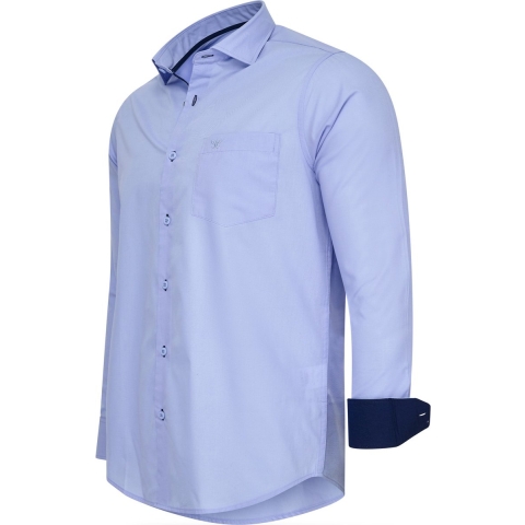 Cappuccino Italia - Heren Overhemden Stretch Overhemd Milano - Blauw - Maat XXL