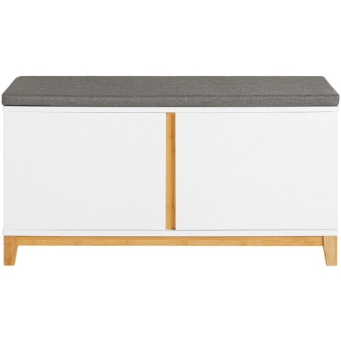 SoBuy Schoenenbank FSR117-W - 2 Deuren - Gevoerde Zitting - 60 x 35 x 45 cm - Wit