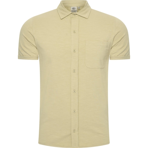 Mario Russo Korte Mouwen Overhemd - Overhemd heren - Polo Shirt Heren - t shirt heren - L - Licht ol
