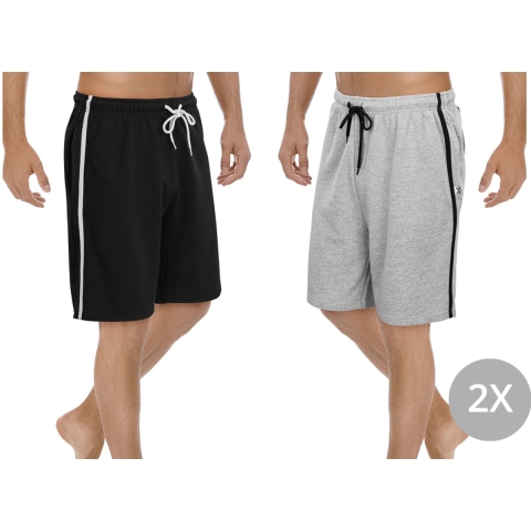 Milanoro - Set van 2 sportieve, comfortabele mannenshorts - Zwart/Grijs - L